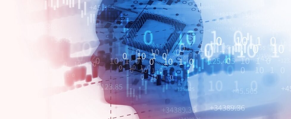 double exposure image of virtual human 3dillustration