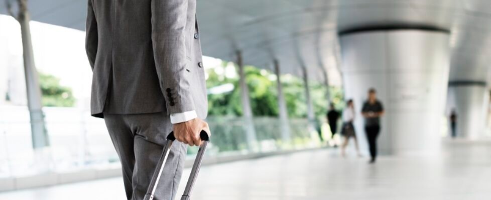 Businessmen Habds Hold Luggage Business Trip