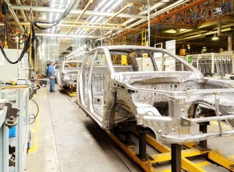 Workers are producing cars