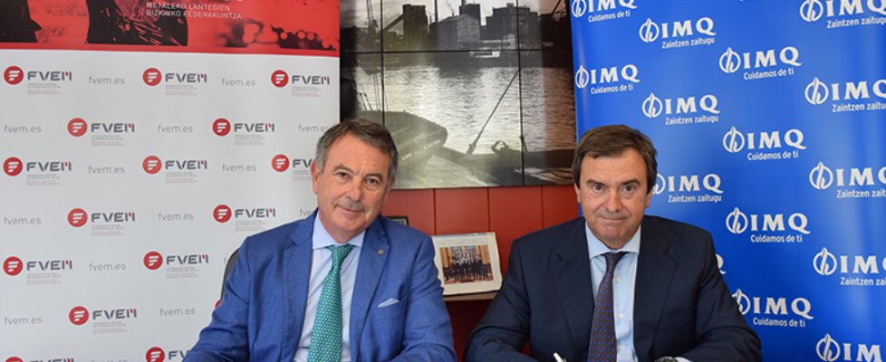 El presidente de la Federación Vizcaína de Empresas del Metal (FVEM), José Luis López, y el director general adjunto de IMQ, Javier Aguirregabiria2