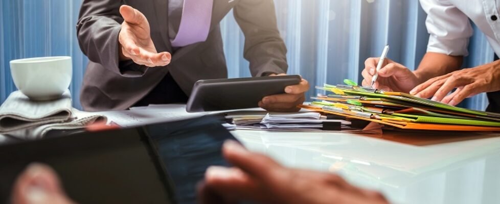 Broker business real estate agent working hard in the office, hi