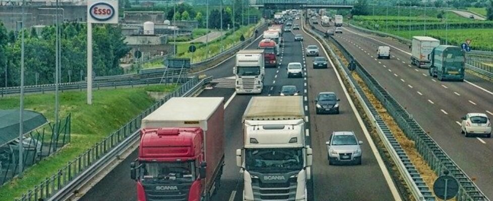 camión, transporte, mercancías, autopista, carretera