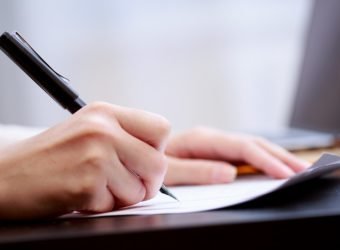 Woman working with documents