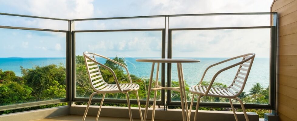 Beautiful outdoor patio with chair and table