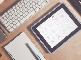Calendarios, fecha, día, mesa, oficina, ordenador, ipad
