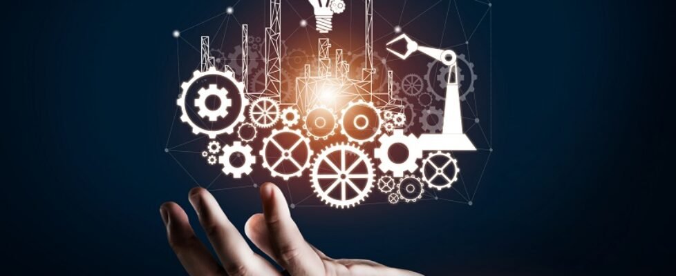 Futuristic industry 4.0 engineering concept.