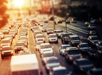 Highway Traffic at Sunset