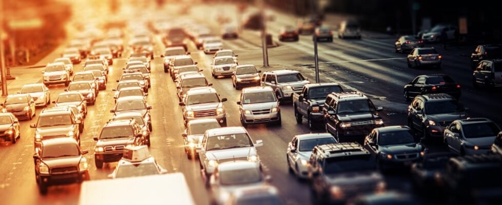 Highway Traffic at Sunset