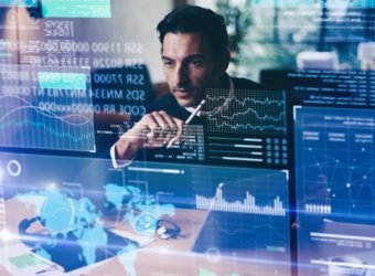 Man working with modern interface