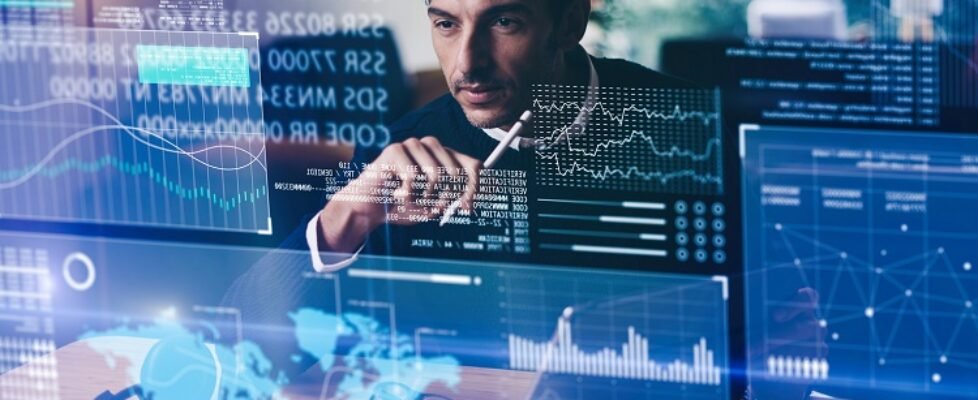 Man working with modern interface