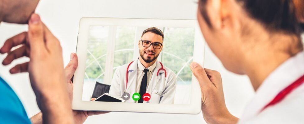 Doctor telemedicine service online video for virtual patient hea
