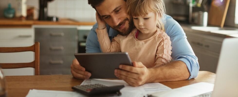Father and daughter having fun