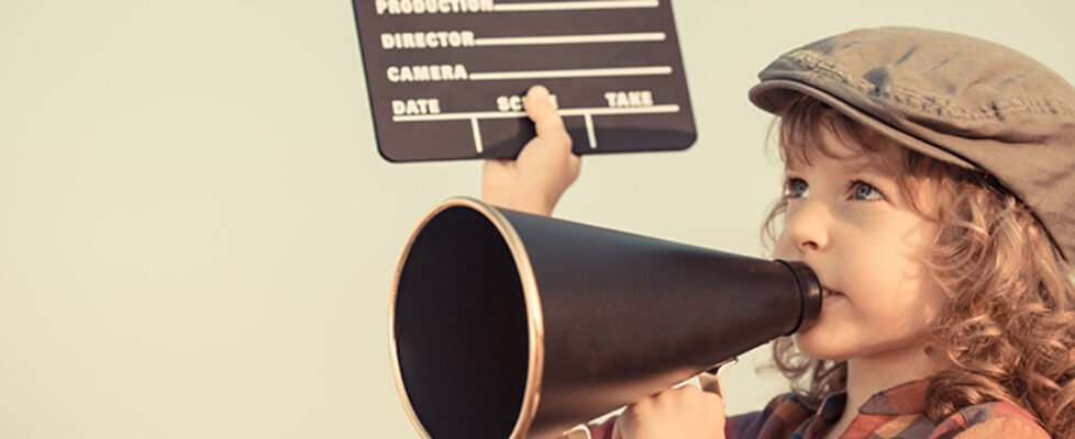Kid shouting through megaphone