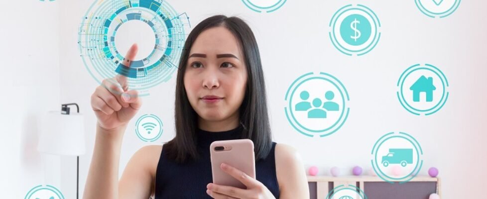 IoT Internet of Things development concept ,The woman show the c