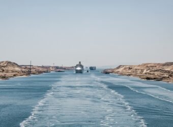 Suez Canal. View from a cruise liner