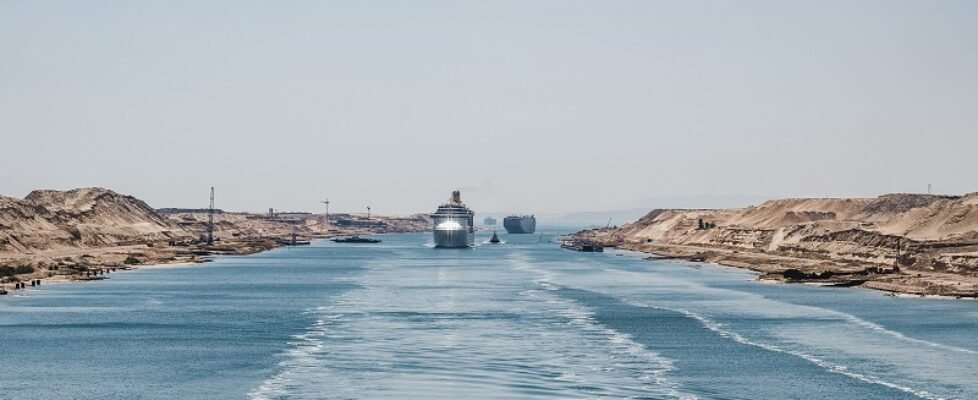 Suez Canal. View from a cruise liner