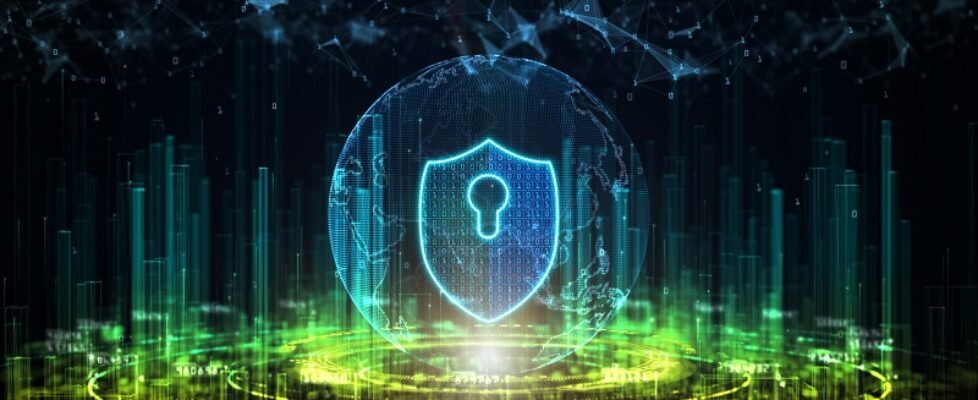 Digital City Of Cyber Security. Digital Data Network Protection.