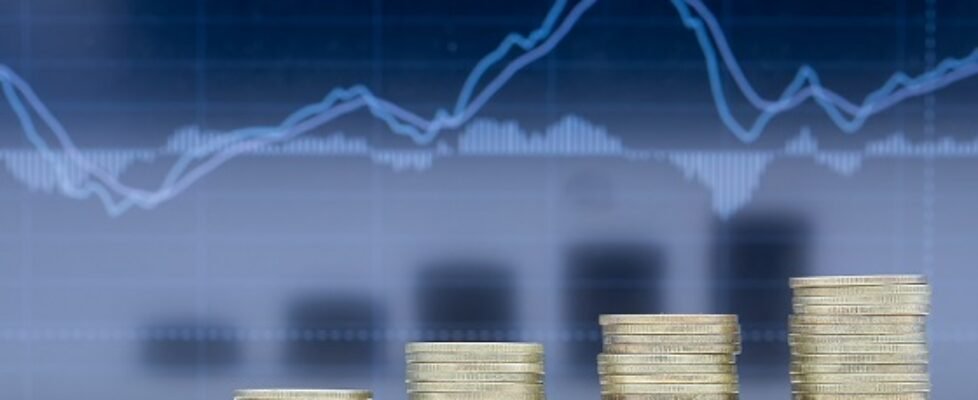 A stack of five rows of coins