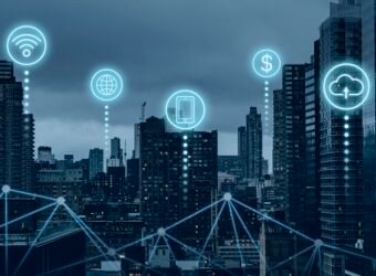 Futuristic smart city with 5G global network technology