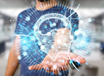 Businessman using digital artificial intelligence icon hologram