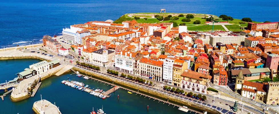 Gijon city marina in Asturias, Spain