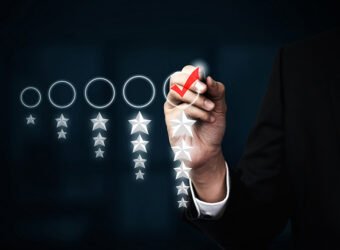 Customer review satisfaction feedback survey concept.