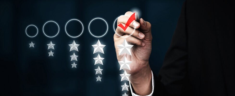 Customer review satisfaction feedback survey concept.