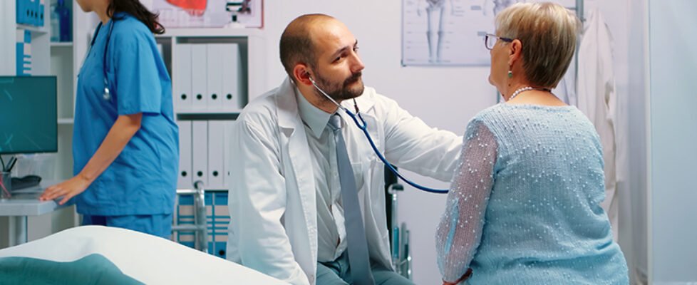 Elderly woman doctor appointment