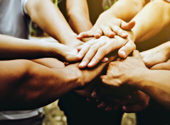 Business teamwork join hands together. Business teamwork concept