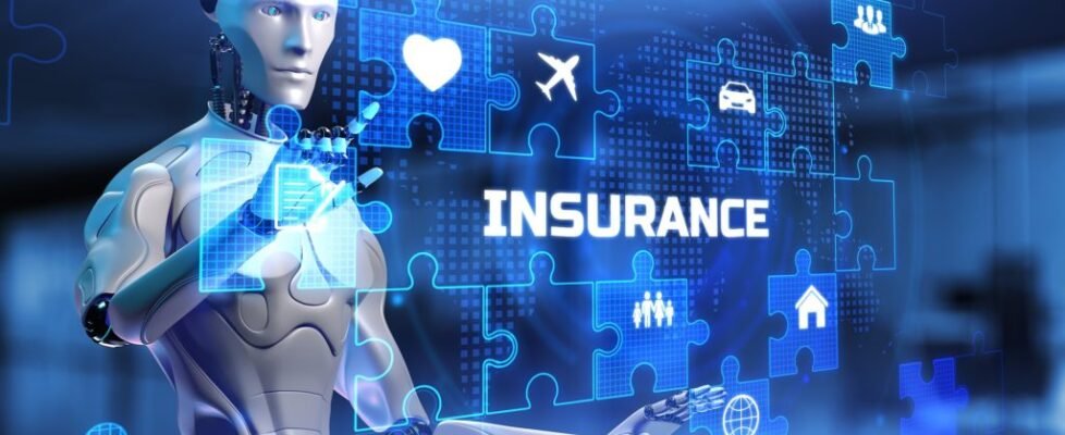 Insurance Automation Insurtech. Robot Pressing Button 3d Render