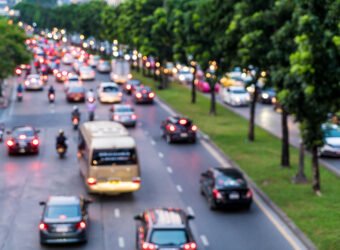 abstract blur and defocused traffic jam in the city