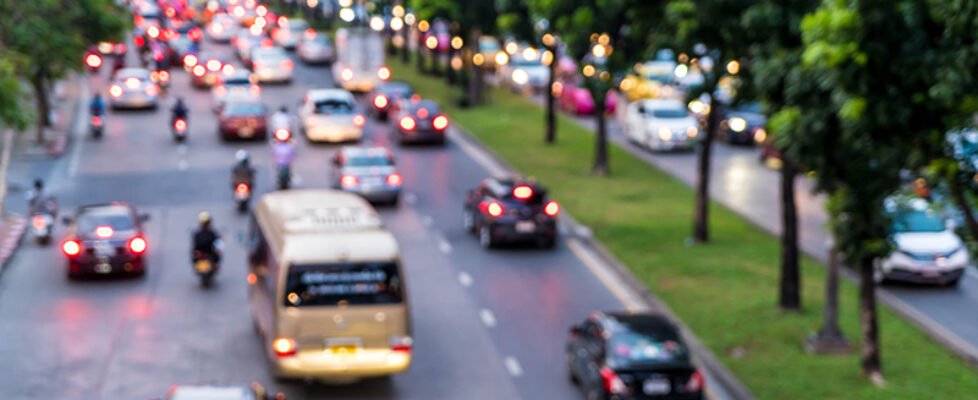 abstract blur and defocused traffic jam in the city