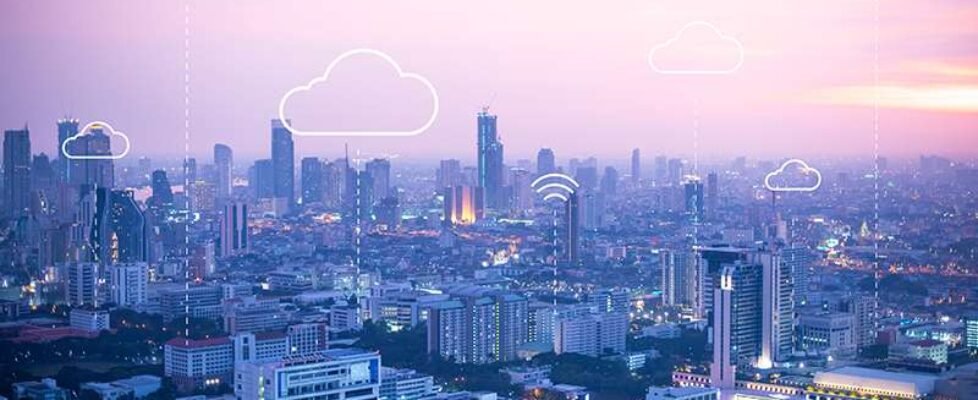 View of Bangkok City at sunset