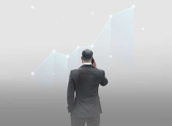 Rear view of a businessman talking on the phone