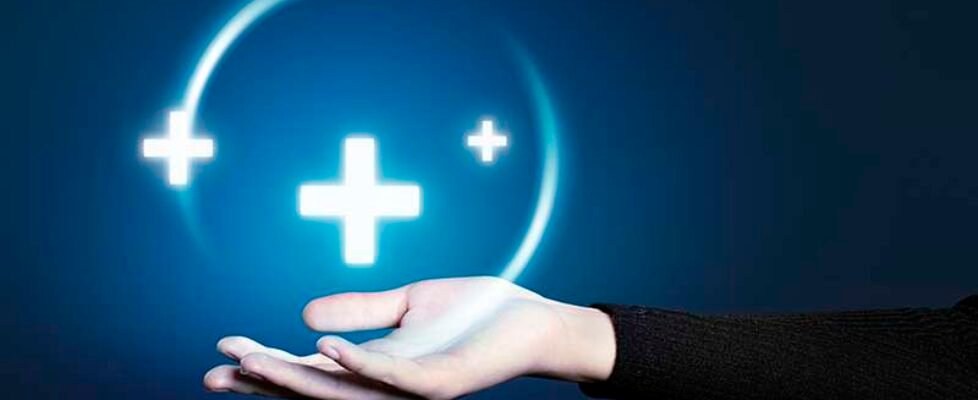 Hand gesture presenting medical tech hologram