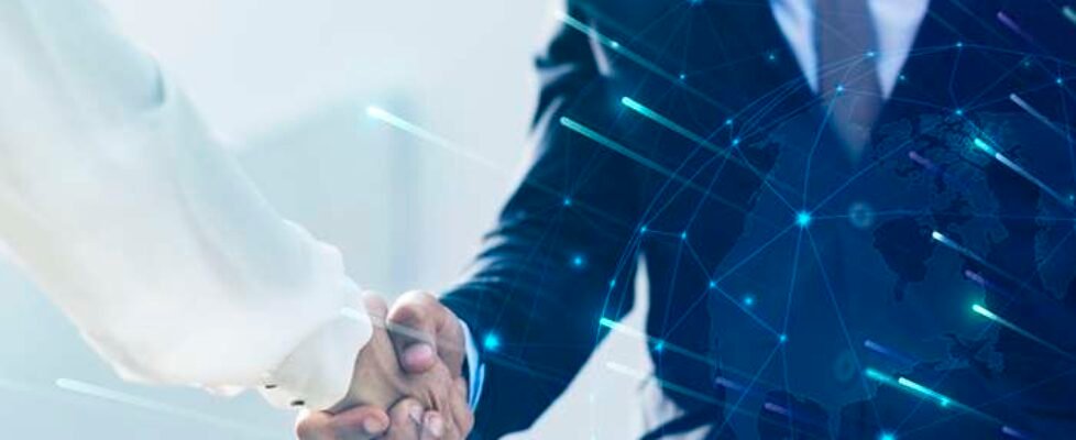 Corporate business handshake between partners