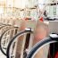 Public parking of rental bicycles in the city. Bicycle rental se