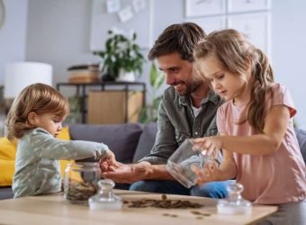 Family at home having fun