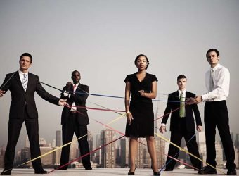 Group of diverse business people are connected