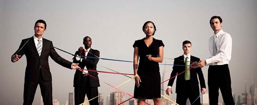 Group of diverse business people are connected