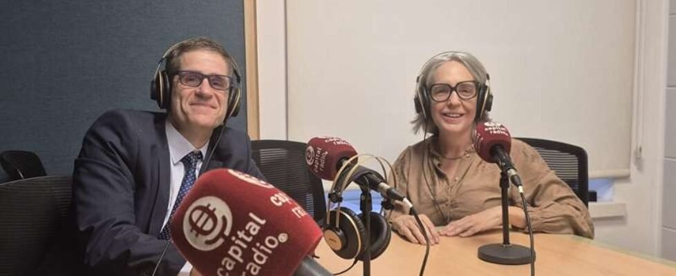 Santigo Romero con Sonia de Paz en Capital Radio, cafe con riesgo